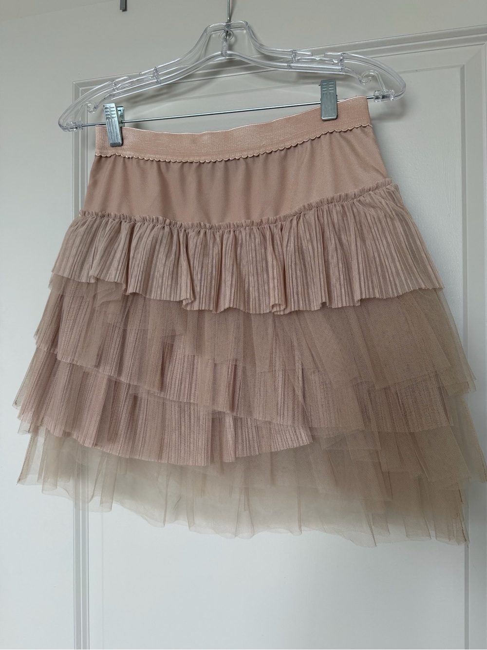 BCBGMaxAzria Blush Layered Tulle Mini Skirt